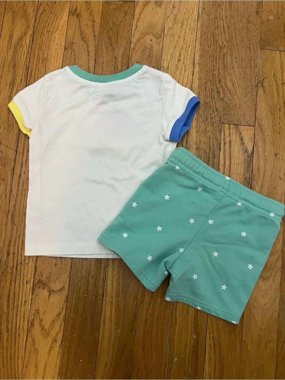 Cat & Jack 12m Rainbow Popsicle Tee and Mint Star Shorts Set